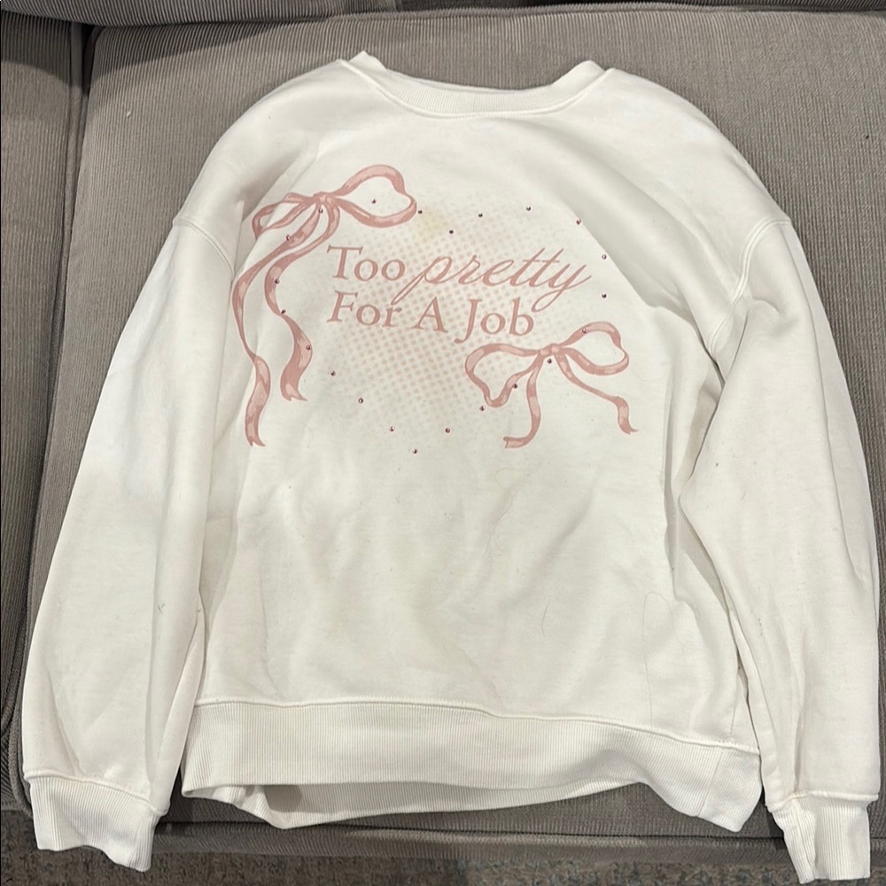 Wound Up White and Pink Sweatshirt